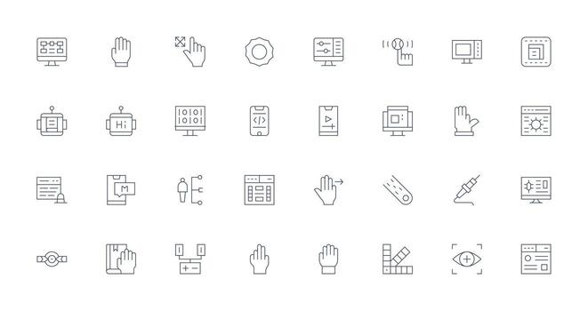 Interface Icon Set with 32 Thin Line Graphics Creative Icon Set vector