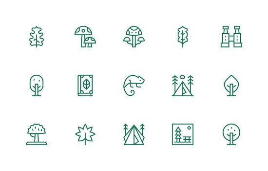 15 Regular Line Icons for Forest Graphics UI and UX Focused Icon Collection vector