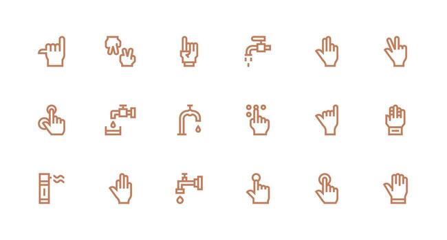 Tap Icon Set with 18 Strong Stroke Line Graphics Clear and Concise Icon Set Collection vector