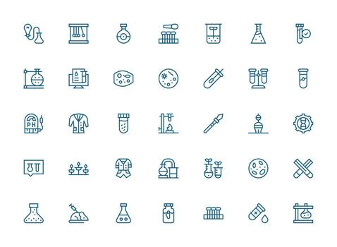35 Regular Clean Line Icons for Experiment Graphics Design Ready Icon Set for Teams vector
