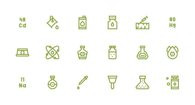 Substance featuring 18 Icons in Strong Stroke Line Design Fully Editable Icon Set for Web vector