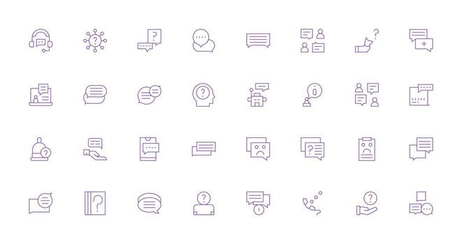 Delgado línea íconos desde apoyo solicitud conjunto con 32 vectores inteligente icono colección