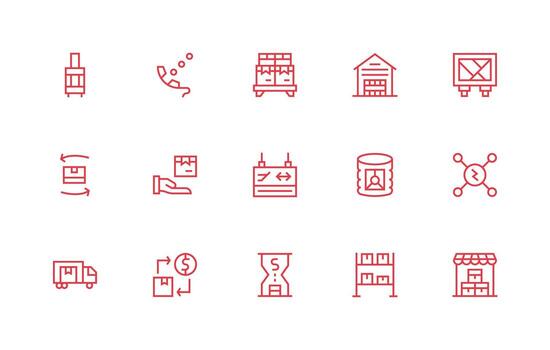 Outbound Icon Collection with 15 Regular Line Designs Flexible Icon System for Web Interfaces vector
