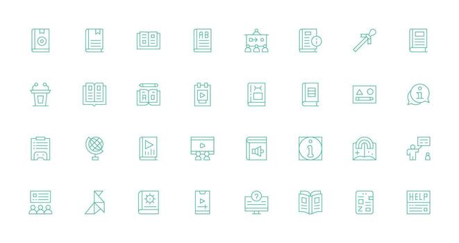 Thin Line Icons from Tutorial Set with 32 Vectors Digital Icon Collection