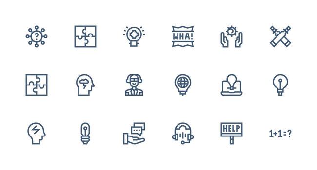 18 íconos para problema resolviendo en fuerte carrera línea formato icono paquete para varios temas vector