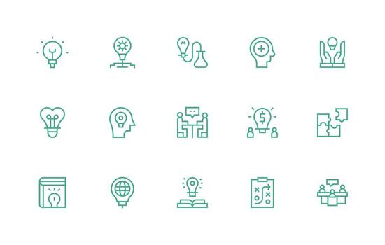 15 regular línea íconos para resolver problemas gráficos reutilizable icono conjunto vector