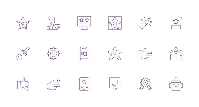 Bad Icon Set with 18 Minimal Line Graphics Complete Icon Set for Mobile Apps vector