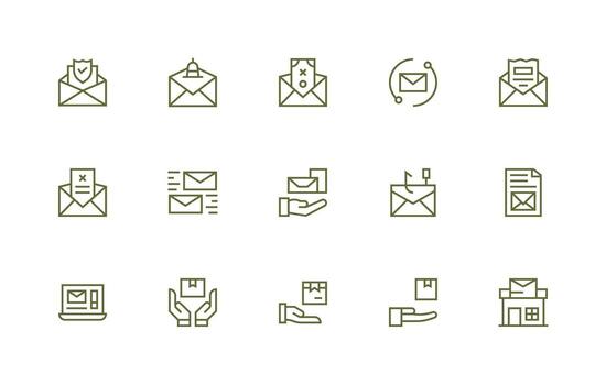 Regular Line Icons from Mail Set with 15 Vectors UI and UX Focused Icon Collection
