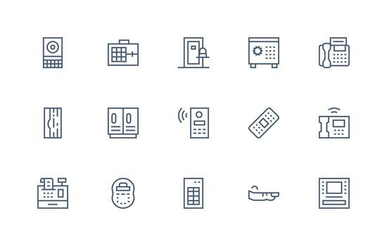 regular línea íconos desde teclado conjunto con 15 vectores esencial icono conjunto para equipos