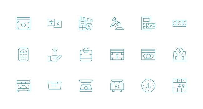 Pound Set with 18 Minimal Line Icons Icon Set for Projects vector