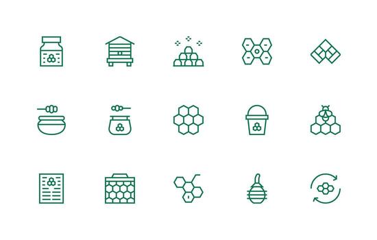 Honeycomb Icon Collection with 15 Regular Line Designs UI-Ready Icon Collection vector