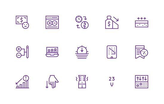 15 Icons for Decrease in Regular Line Format Neatly Designed Icons for Web Platforms vector