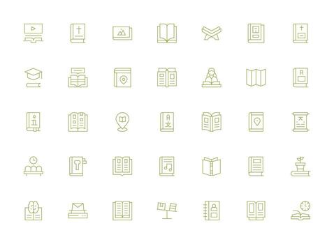 Light Line Icons from Book Set with 35 Vectors Core Icon Collection for Daily Tasks