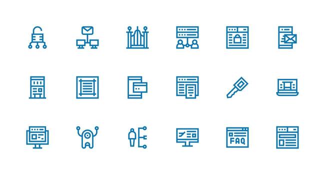 Strong Stroke Line Style Portal Icons with 18 Vectors Icons Built for Visual Consistency Pack