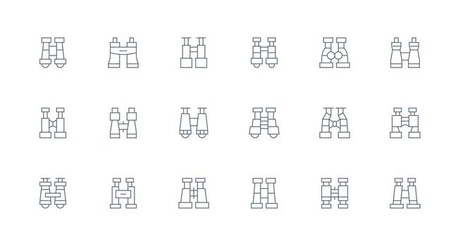Minimal Line Style Spotting Scope Icons with 18 Vectors Digital Icon Collection
