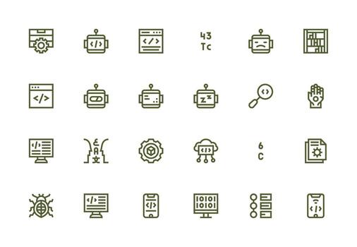24 Thick Line Line Vectors for Programming Theme Scalable Icons for Cross-Platform Interfaces