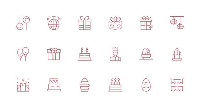 18 Minimal Line Style Icons from Festive Collection Well-Structured Icons for Creative Use vector