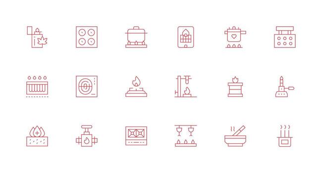 Burner Icon Collection with 18 Minimal Line Designs Reusable Icon Set vector