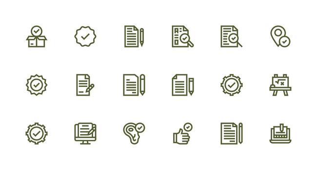 18 Strong Stroke Line Style Icons from Correct Collection Full Icon Library for UI Designers vector