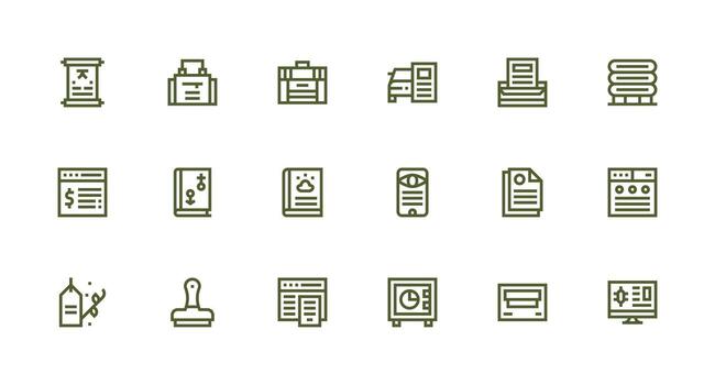 Strong Stroke Line Icons from Records Set with 18 Vectors Light Icon Series