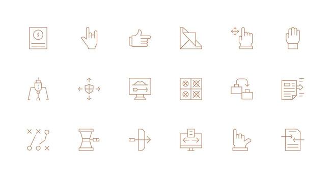 Move Icon Set with 18 Minimal Line Graphics Style Icon Set vector