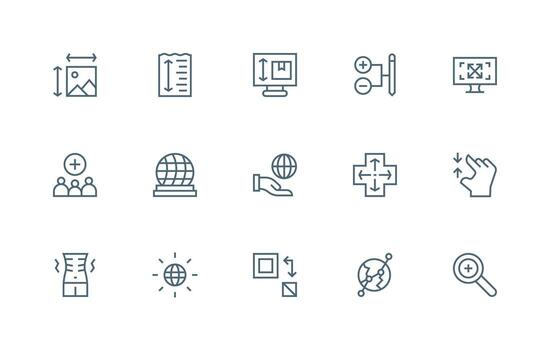 Expand featuring 15 Icons in Regular Line Design Functional Icon Series vector