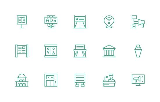 Public Icon Set with 15 Regular Line Graphics Icon Collection Set vector
