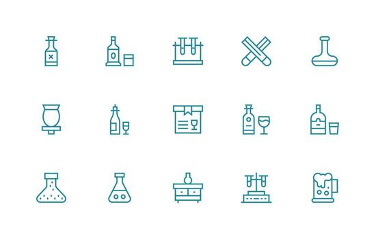 Glassware Set with 15 Regular Line Icons Dashboard Icon Series vector