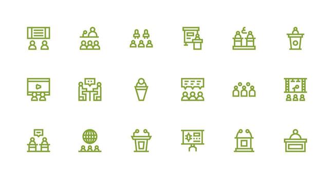 18 fuerte carrera línea estilo íconos desde seminario colección escalable íconos para todas temas vector