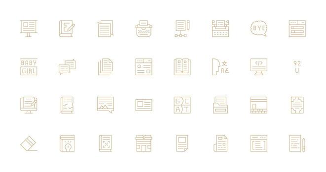 Text featuring 32 Icons in Thin Line Design Universal Icon Pack vector