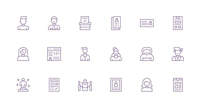 registro visual paquete conteniendo 18 mínimo línea íconos limpiar conjunto para diseño prototipos vector