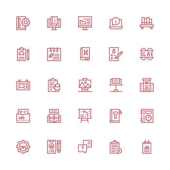 25 Medium Stroke Outline Designs for Documentation Icons Clear and Concise Icon Set Collection vector