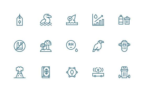 Environmental featuring 15 Icons in Regular Line Design Multi-Style Icons for Creative Projects vector