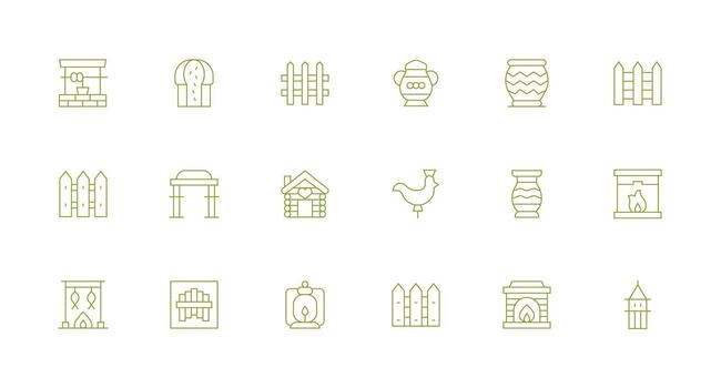 18 Minimal Line Style Icons from Rustic Collection Style Icon Set vector