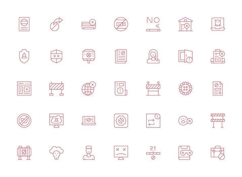 Access Denied Visual Pack containing 35 Light Line Icons Sharp Icons for Presentations vector