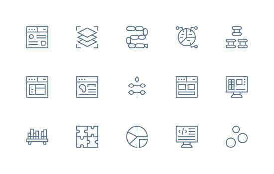 15 elementos íconos en regular línea estético completar icono haz para web diseño vector