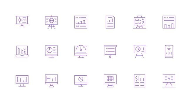 cartas conjunto con 18 mínimo línea íconos plano icono conjunto vector