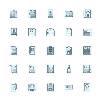 medio carrera contorno íconos desde instrucciones conjunto con 25 vectores agudo íconos para presentaciones