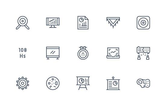 Visualization Design Icons featuring 15 in Regular Line Style Dashboard Icon Series vector