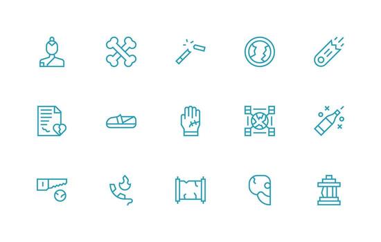 15 Broken Icons in Regular Line Aesthetic Simple Icons for Interface and Wireframes vector