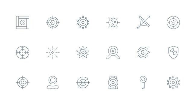 Aim Visual Pack containing 18 Minimal Line Icons Clean Set for Layout Prototypes vector