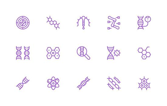 Molecular Set with 15 Regular Line Icons Basic Icon Series vector