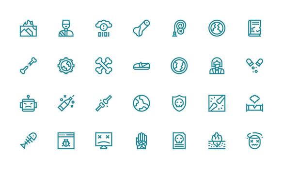 28 Bold Line Icons for Broken Graphics Icon Set for Web vector