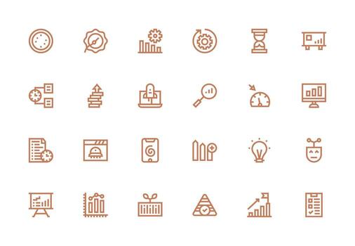 24 Icons for Progress Bar in Thick Line Line Format Icons Built for Visual Consistency Pack vector