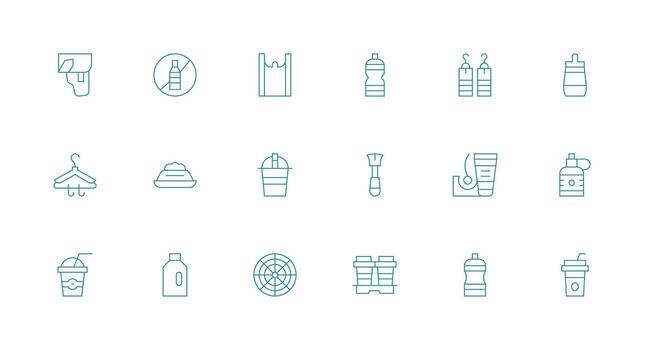 18 Icons for Plastic in Minimal Line Format Fully Editable Icon Set for Web vector