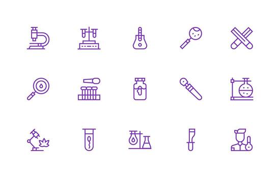 15 Regular Line Style Icons from Microscope Collection Interface Icon Collection vector