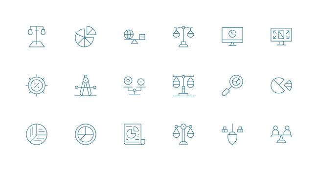 Proportion Visual Pack containing 18 Minimal Line Icons Icon Pack for UI vector