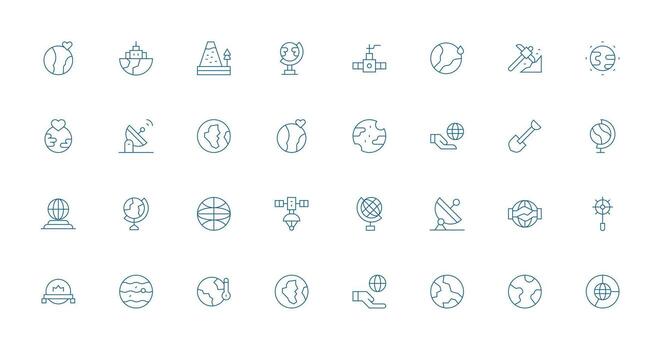 32 Thin Line Style Icons from Earth Collection Reliable Icons for All Interfaces vector