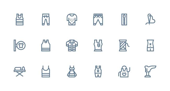 Garment featuring 18 Icons in Strong Stroke Line Design Icon Collection Set vector