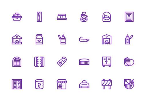 Closed Icon Collection with 24 Thick Line Line Designs Web Icon Collection vector